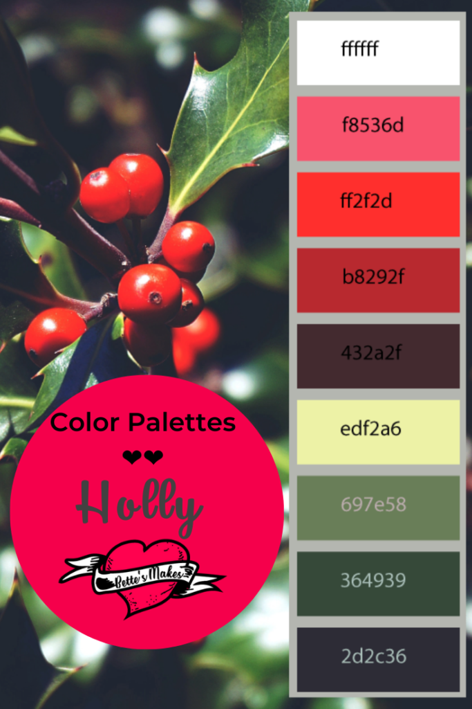 Winter time and the berries are red and ripe with this Holly Color alette. Use this palette when making your winter crafts using your Cricut or by hand! Just imagine what you can do with these amazing colors! #Cricut #papercarft #colorpalette