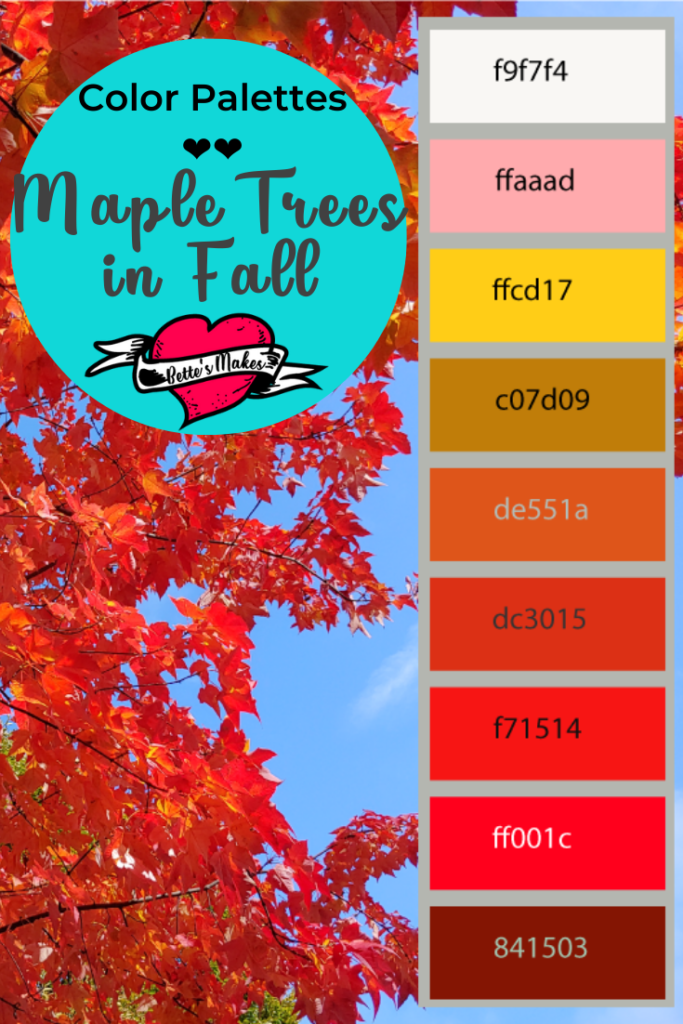 Weekly Color Palette - Maple Tress in Fall - oh how beautiful, just imagine using this palette for DIY Home Decor or just for making paper crafts or painting! #colorpalette #palette #papercraft #DIYhomedecor