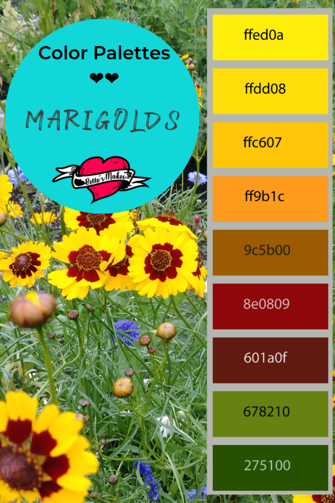 Marigolds! This is the perfect weekly pin! Be sure to add this to your collection and check back each week for more color palette additions from bettesmakes.com