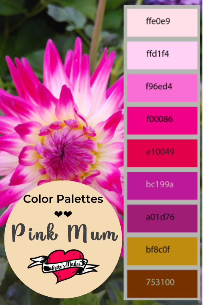 Unbelievable beauty - pink mums! Just imagine making your color choices for any craft using this palette. Perfect for DIY Home Decor, Handmade cards, and paper crafts. Check more out at BettesMakes.com 