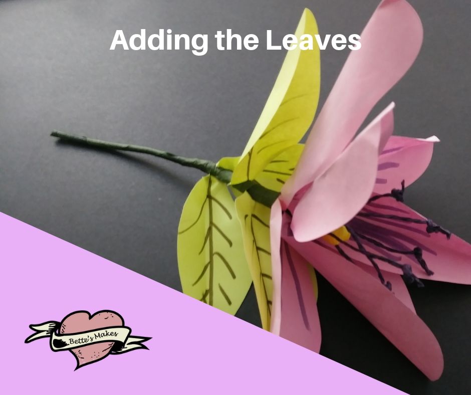 DIY Paper Flower Lily - Adding the Leaves - BettesMakes.com
