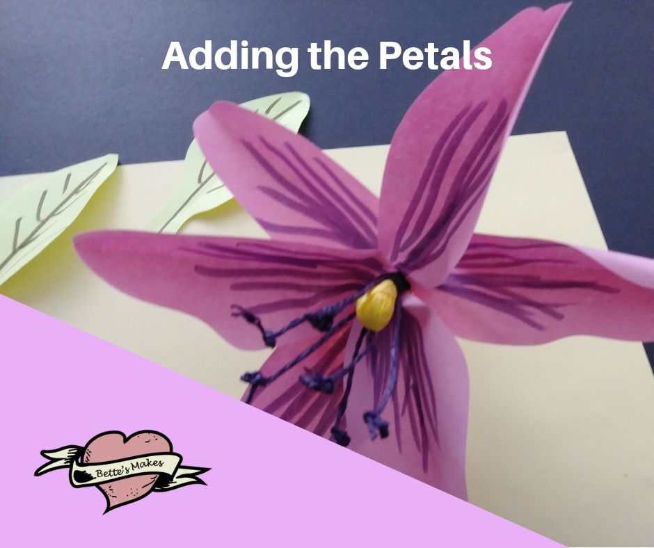 DIY Paper Flower Lily - Adding the Petals - BettesMakes.com