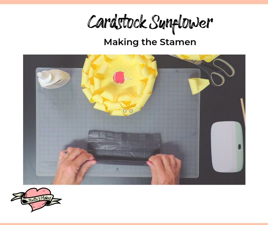 Cardstock Sunflower Making the Stamen - BettesMakes.com