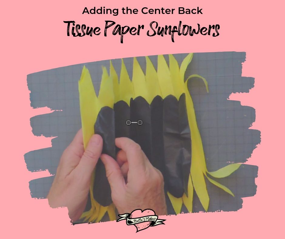 Adding the center to the tissue paper sunflower - bettesmakes.com