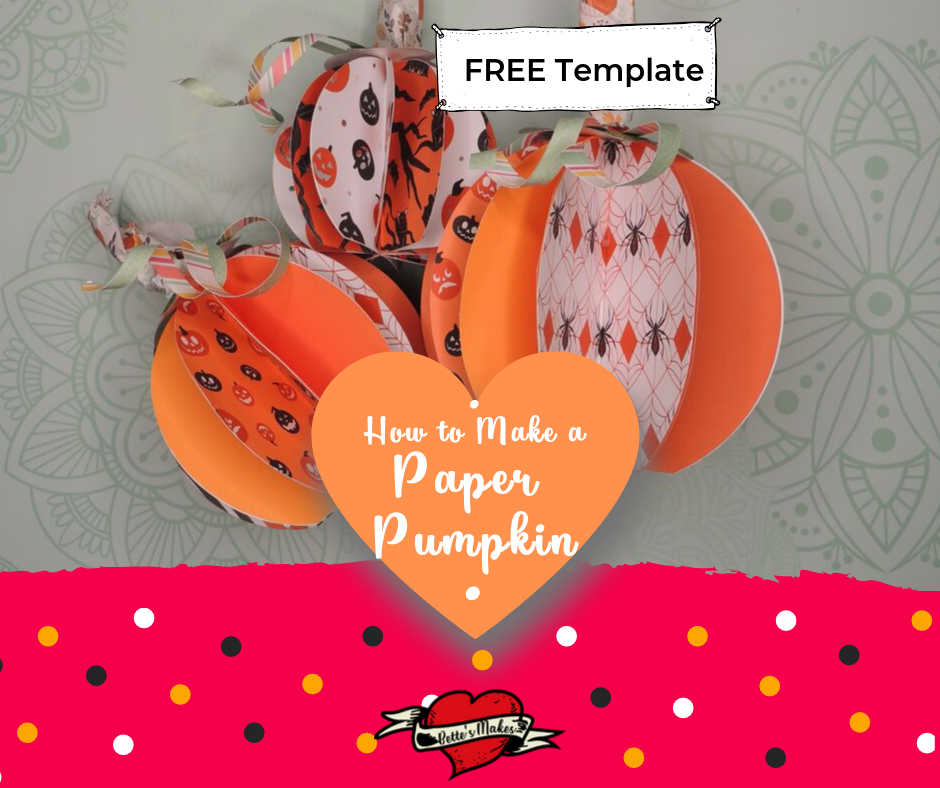 How to Make a gorgeous paper pumpkin out of cardstock and glue! This gorgeous DIY Home Decor craft is made using a Cricut cutting machine! You can also cut the shapes by hand, if need be. Take this FREE tutorial and download the FREE template at https://BettesMakes.com #cricut #cricutcraft #cricutproject #papercraft #pumpkin