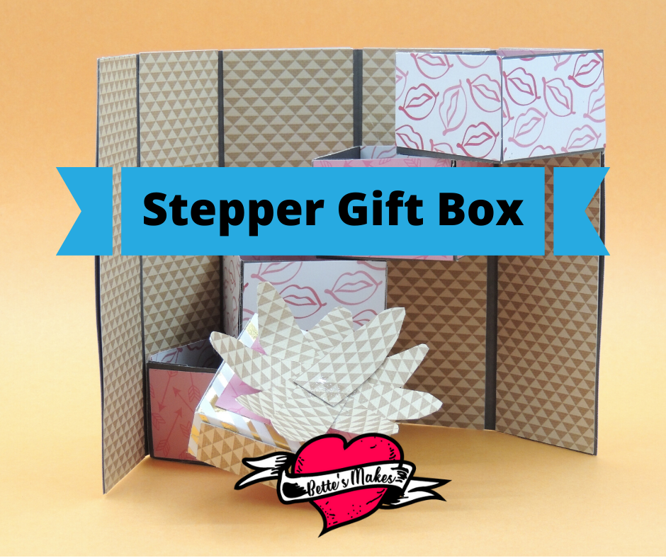 Get the template and make this incredible stepper gift box. So easy to make and yet complex at the same time. The template and directions are free in this article! #Cricut #cricutproject #cricutcraft #papercraft #box #giftbox