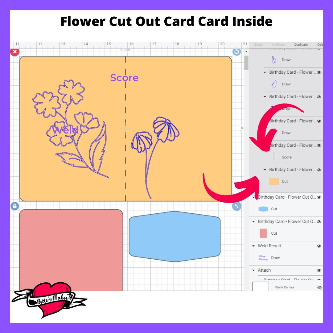 Flower Cut Out Card Design Space Adjustments Card Inside